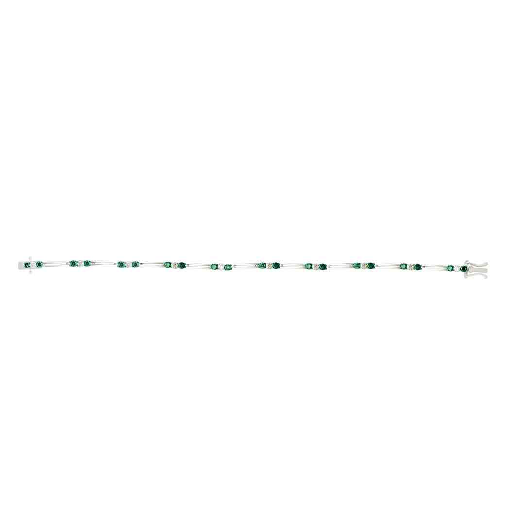White Gold Emerald Wedding Bracelet BR51014AEM